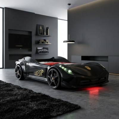 Kanner Miwwel Bett Schlofzëmmer Renn Auto Won Holz Better Schwaarz Neit