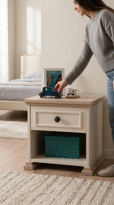 Design Modern Miwwelen Nopeschdësch Kanner Säitentabell Jugendzëmmer Beige Holz