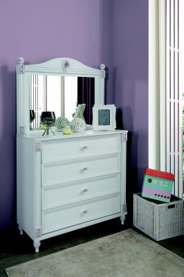 Design Jugendzëmmer Set Bett Nuetsdësch Komoud Komplett 4 Deeler.