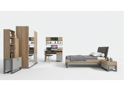 Jugendzëmmer Set Bett Kleederschaf Kanner Schlofzëmmer Nei 5tlg.Set