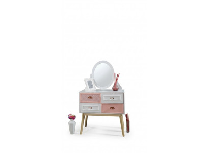 Kommode mit Spiegel Luxus Konsole Kommode Rosa Kinderzimmer Möbel Neu