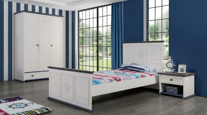 Jugendzëmmer Bett Nuetsdësch Miwwelen Kleederschaf Komplett 3 Deeler.