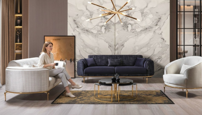 Luxus Garnitur Set Sofagarnitur 3+3+1 Sëtz Holz Canapéen Fotell Couch
