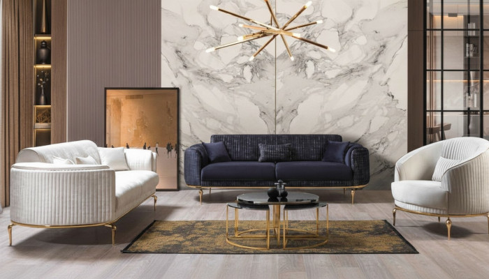 Luxus Garnitur Set Sofagarnitur 3+3+1 Sëtz Holz Canapéen Fotell Couch
