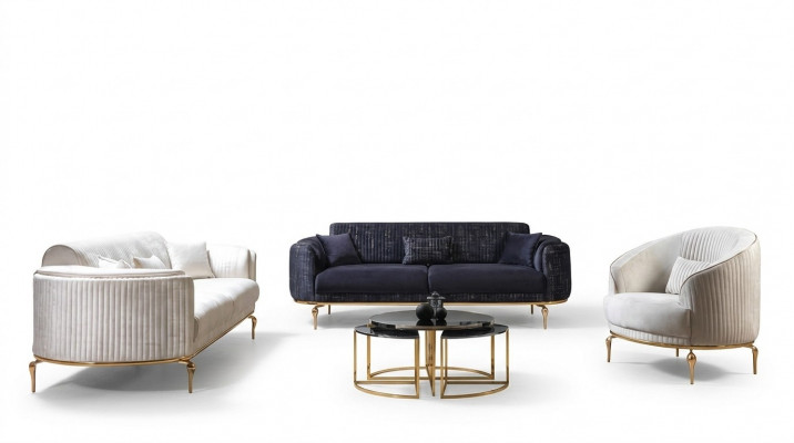 Luxus Garnitur Set Sofagarnitur 3+3+1 Sëtz Holz Canapéen Fotell Couch