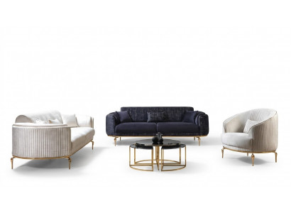 Luxus Garnitur Set Sofagarnitur 3+3+1 Sëtz Holz Canapéen Fotell Couch