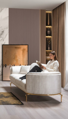 Luxus Dräisëtzer Sofa Couch modern Couchen Textil Stoff 234cm XXL