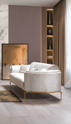 Luxus Dräisëtzer Sofa Couch modern Couchen Textil Stoff 234cm XXL