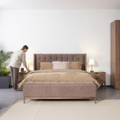 Bett Design Duebelbett Luxus Better Polster Schlofkummer Miwwelen Neit Material Holz