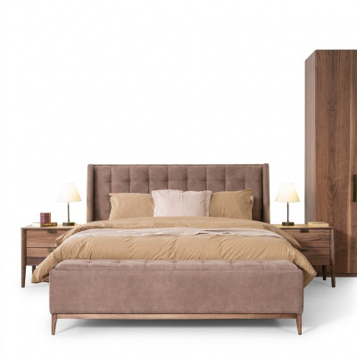 Bett Design Duebelbett Luxus Better Polster Schlofkummer Miwwelen Neit Material Holz