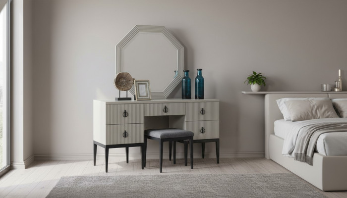 Schminkdësch mat Spigel Grousser Schlofzëmmer Design Konsol Hocker Nei