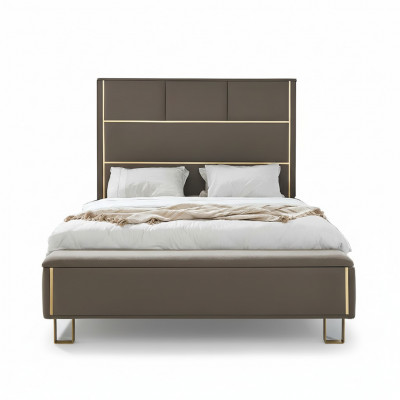 Taupe gepolstert Better Duebelbett Holz Schlofzëmmer Miwwelen Hotel Polster 180x200