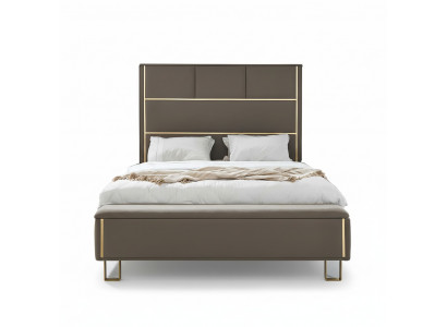 Taupe gepolstert Better Duebelbett Holz Schlofzëmmer Miwwelen Hotel Polster 180x200