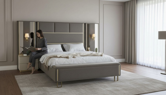 Bett Duebelbett 2x Nuetsdëscher Holz Design Better Schlofkummer Polster 3 deeler Set