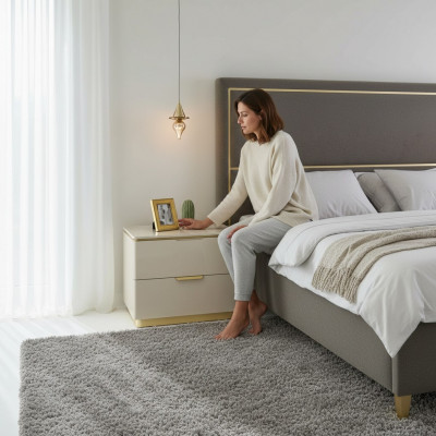 Schlofzëmmer Konsolen Nuetsschaf Set 2x Nuetsschaf Luxus Hotel Miwwelen Beige Nei
