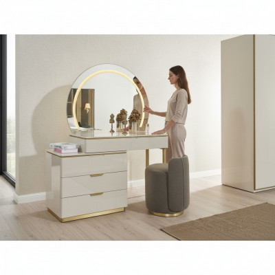 Schminktisch Set Konsole Spigel Schlofkummer Miwwelen Design Hocker Set Nei