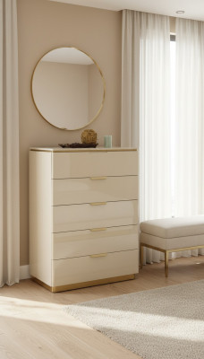 Kommode Beige Holz Luxus Héichschaf Konsol Schief Miwwelen Sideboard Schaf