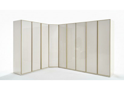 Héichglanz Kleederschaf Schlofkummer Schief Eckschaf Luxus Miwwelen Gold Béisch