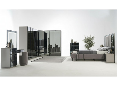 Luxus Glas Schlofkummer Bett Nuetsdësch Eckschaf Kommod Spigel Hocker Gro