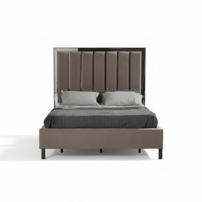 Better Design Bett Polster Schlofzëmmer Hotel Design Duebelbett Metall Taupe Nei