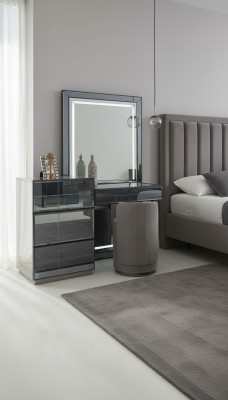Schminktisch Set Konsol Schlofzëmmer Miwwelen Design Hocker Luxus Dësch Holz 2tlg