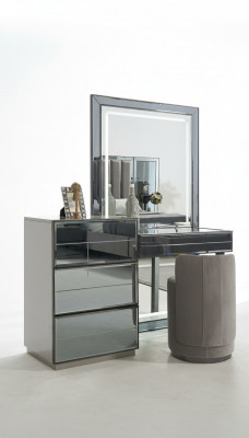 Schminktisch Set Konsol Schlofzëmmer Miwwelen Design Hocker Luxus Dësch Holz 2tlg