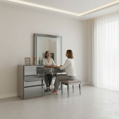 Schminktisch Kommode mat Spigel Konsol Kommoden Holz Modern Schlofkummer