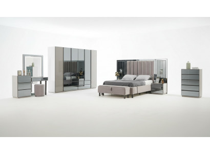 Luxus Schlofzëmmer 8 Stéck Set Komplett Zëmmer Miwwelen Bett Nuetsdësch Schaf Nei
