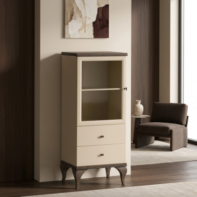 Glas Schaf Sall Schief Anrichte Beige Vitrine Miwwelen Holz