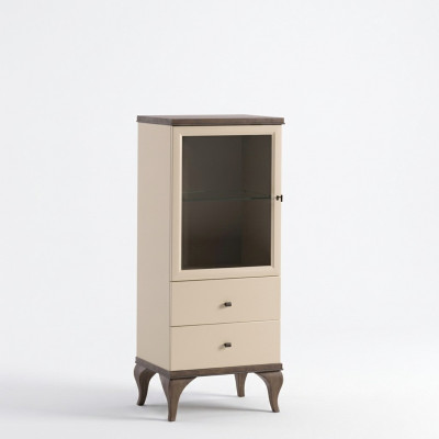 Glas Schaf Sall Schief Anrichte Beige Vitrine Miwwelen Holz