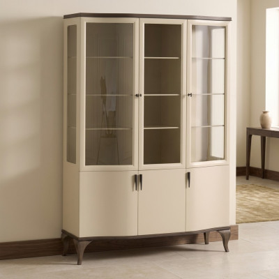 Vitrinen Glas Schaf Luxus Kommode Vitrinestuff Beige Holz Nei