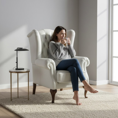 Canapé en cuir Chesterfield Fauteuil Eensëtzer Sëtzmiwwelen Nei