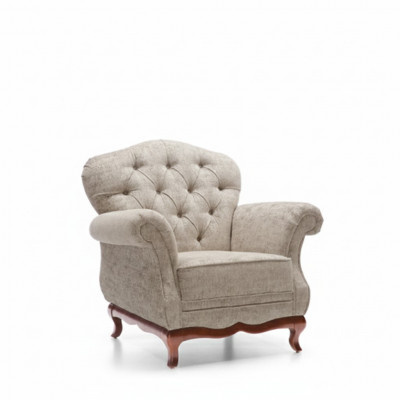 Chesterfield Einsitzer Sofa Fotell Couch Gepolstert Sëtzmiwwel Textil Stoff