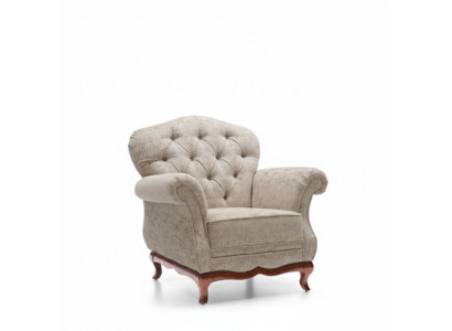 Chesterfield Einsitzer Sofa Fotell Couch Gepolstert Sëtzmiwwel Textil Stoff