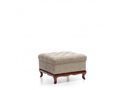 Hocker Designer Chesterfield Fousshocker Textil Beige Polsterbank Stoff