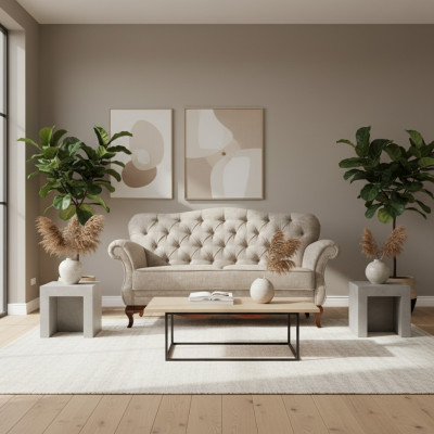 Chesterfield Zweisitzer Couch Sofa Miwwel Wunnzëmmer Textil Sëtzpolster