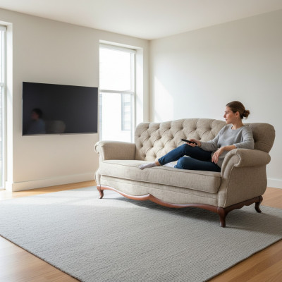 Chesterfield Dräisëtzer Kanapé Polster Miwwelen Textil Sofa Couchen Stoff