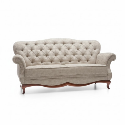 Chesterfield Dräisëtzer Kanapé Polster Miwwelen Textil Sofa Couchen Stoff