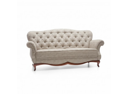 Chesterfield Dräisëtzer Kanapé Polster Miwwelen Textil Sofa Couchen Stoff