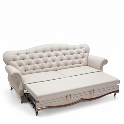 Chesterfield Schlofsdivan Canapé mat Betterfunktioun Drësëtzer Canapé Textil