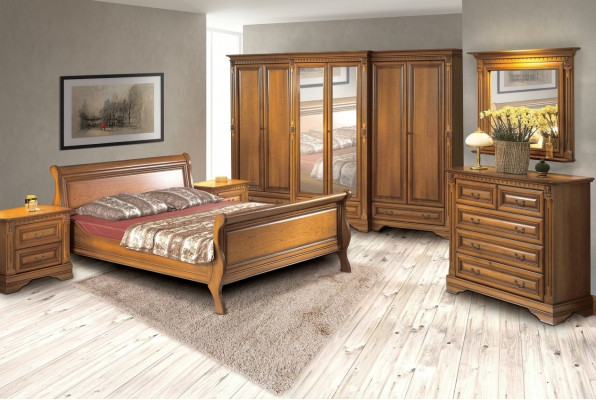 Schlofzëmmer Bett Nuetsdësch Komoud Kleederschaf Luxus Set 6tlg.