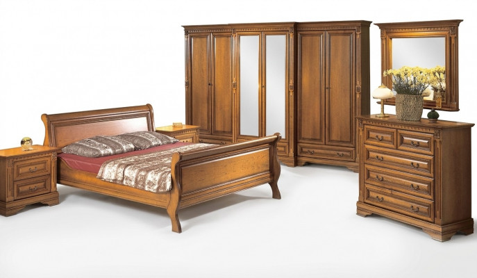 Schlofzëmmer Bett Nuetsdësch Komoud Kleederschaf Luxus Set 6tlg.