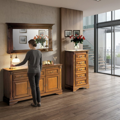 Kommod 160cm mat Spigel Landhaus Stil Miwwelen Kommoden Sideboard Holz