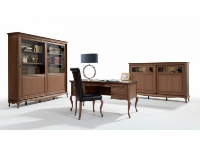 Büro Miwwelen Regal Schreifdësch Kommode Fotell Vitrinn Komplett 4-Stéck Set