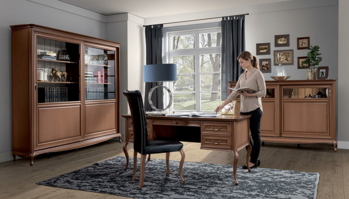 Designer Klassesch Holzstull Aarbechts Chesterfield Sëtz Sesselleder Sessell
