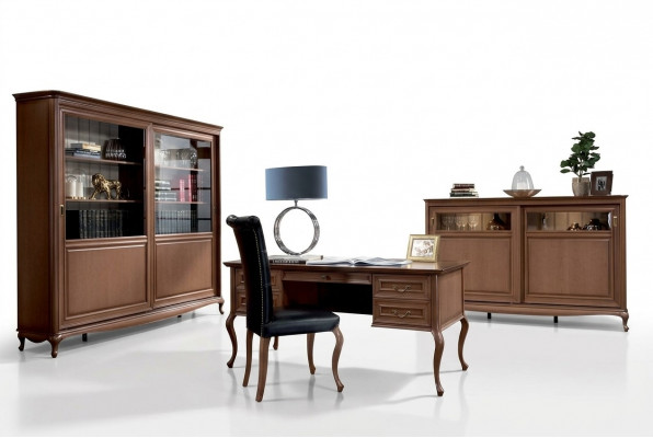 Designer Klassesch Holzstull Aarbechts Chesterfield Sëtz Sesselleder Sessell