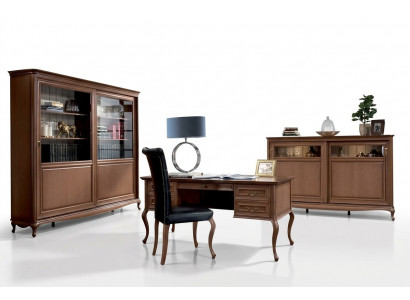Designer Klassesch Holzstull Aarbechts Chesterfield Sëtz Sesselleder Sessell