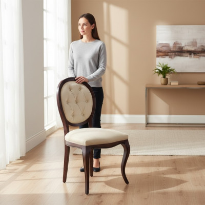 Still Esszëmmer Still Luxus Lehnstill Chesterfield Miwwelen Holzstill
