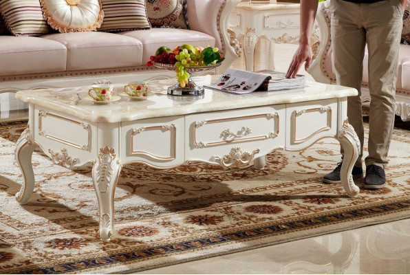 Kinnégleche Buedzëmmerdësch 130x73 Dësch Canapé Niewendësch Dëscher Wäiss Holz
