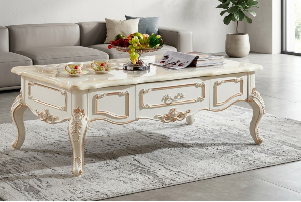 Kinnégleche Buedzëmmerdësch 130x73 Dësch Canapé Niewendësch Dëscher Wäiss Holz
